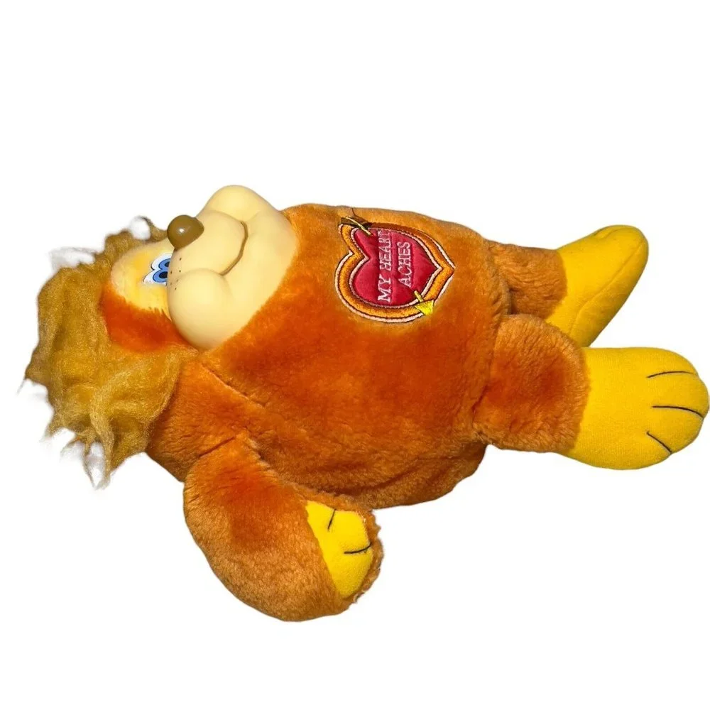 Vintage 1985‎ Animal Toy Imports Orange Rubber Face Plush Stuffed Animal Rare